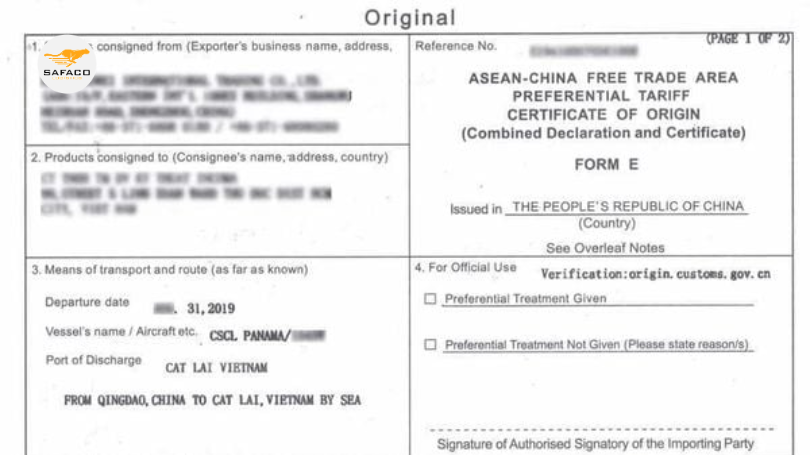 Bản chất của C/O Form E trong nghiệp vụ xuất nhập khẩu