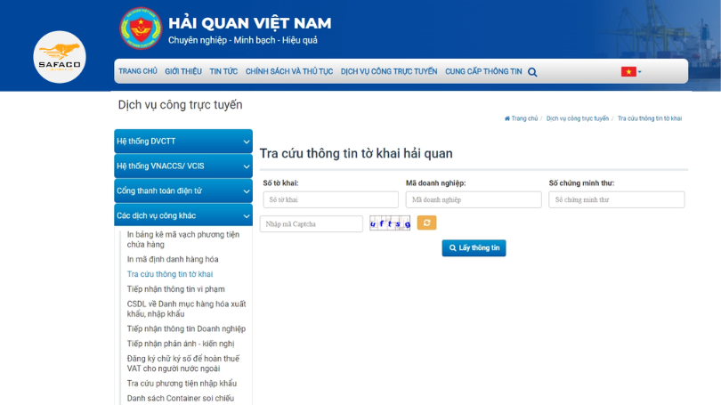Hướng dẫn nghiệp vụ tra cứu thông tin tờ khai hải quan trực tuyến
